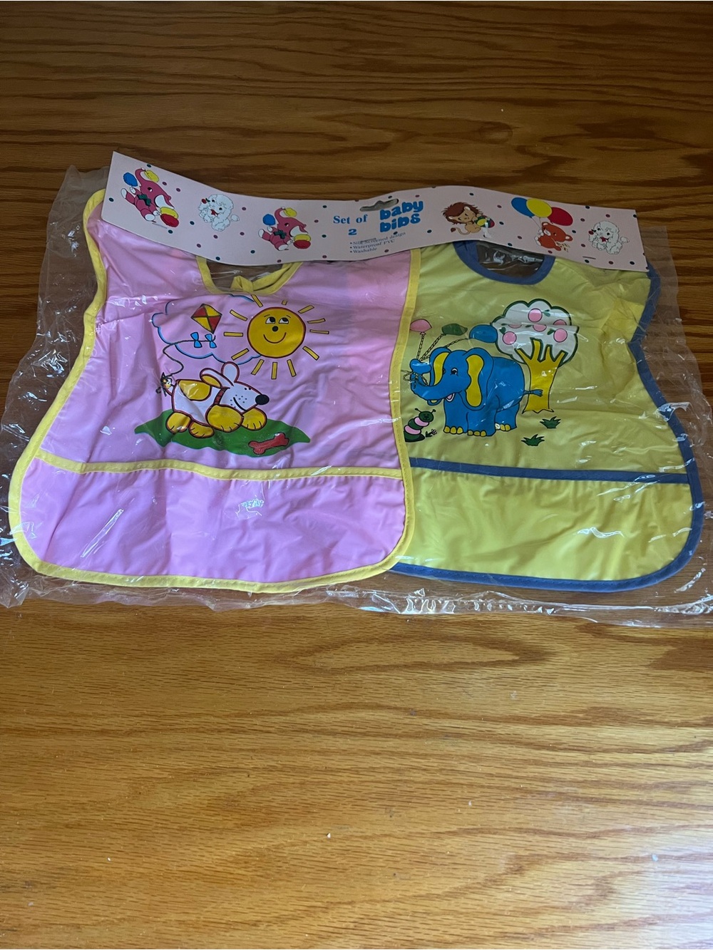 Unbranded Pink & Yellow Kids Waterproof Bib Set - 2 Pack